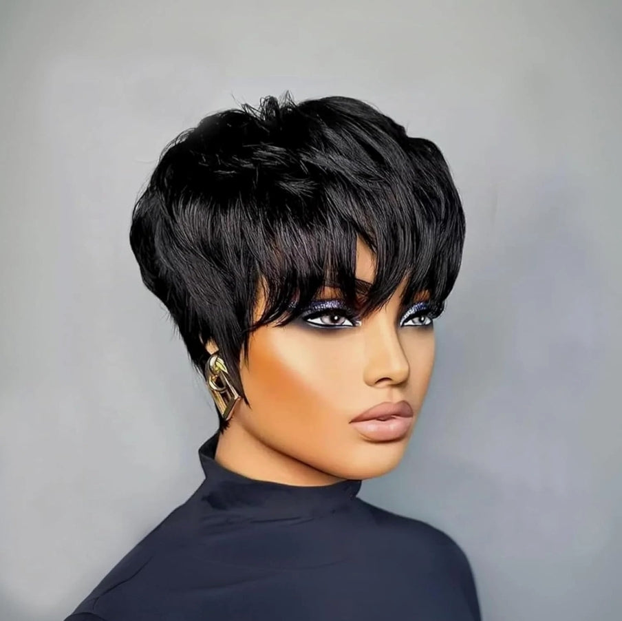 Short Pixie Cut Wig for Black Women Pixie Cut Wig Human Hair Black 1B Short Wigs