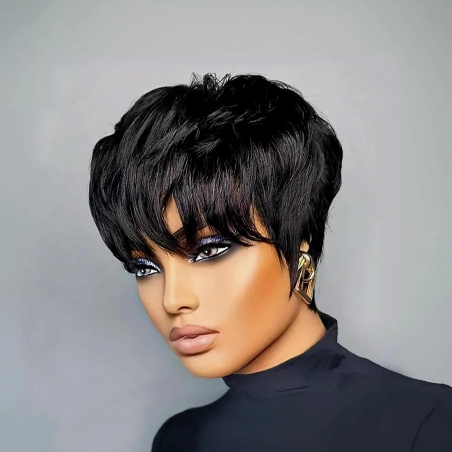 Short Pixie Cut Wig for Black Women Pixie Cut Wig Human Hair Black 1B Short Wigs
