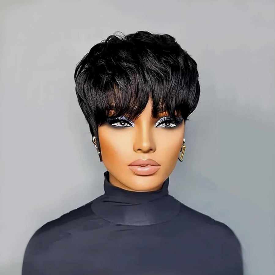 Short Pixie Cut Wig for Black Women Pixie Cut Wig Human Hair Black 1B Short Wigs