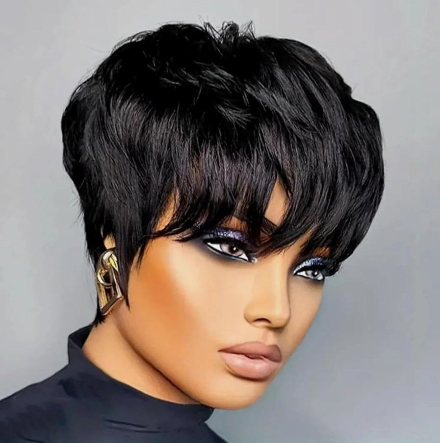 Short Pixie Cut Wig for Black Women Pixie Cut Wig Human Hair Black 1B Short Wigs
