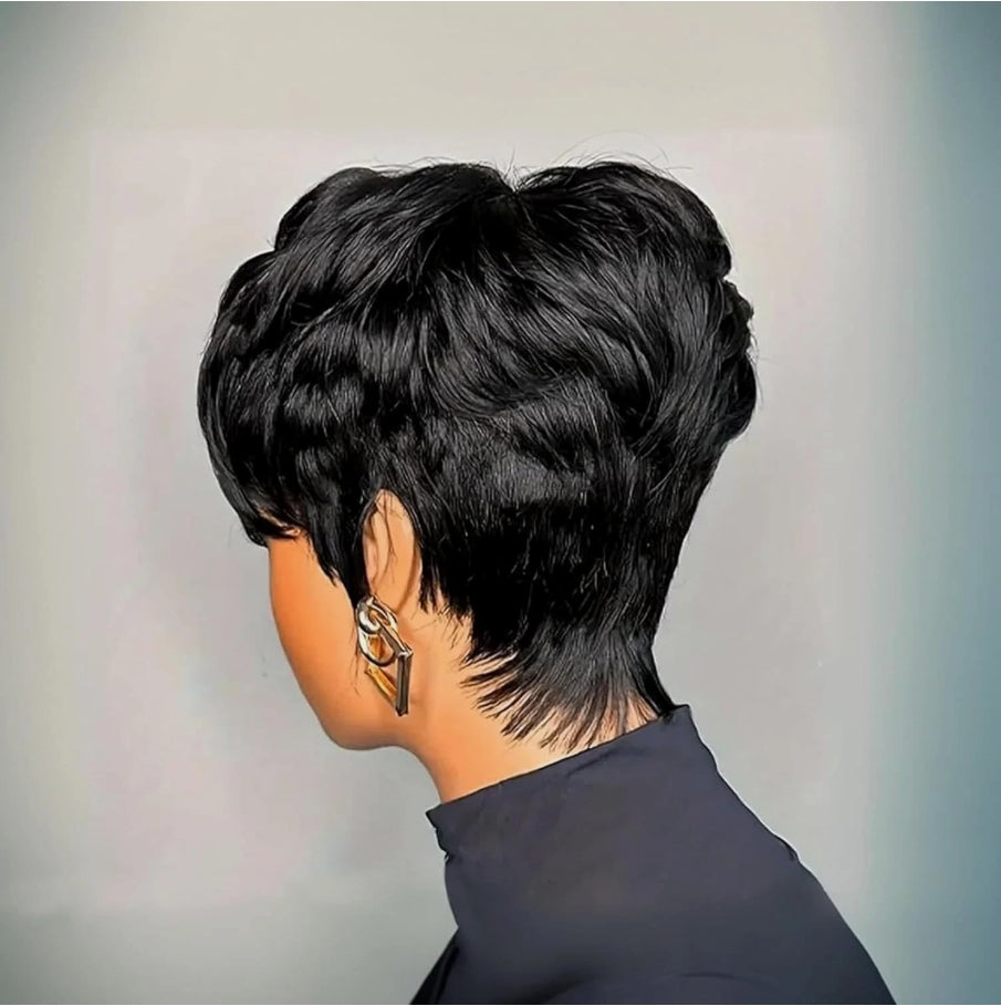 Short Pixie Cut Wig for Black Women Pixie Cut Wig Human Hair Black 1B Short Wigs