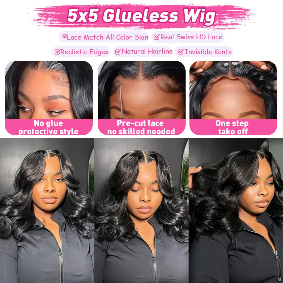 Linktowig 250 Density 13x6 Body Wave Bob Wig Human Hair 13x4 HD Short Bob Wig Lace Front Human Hair Wigs 5x5 Lace Frontal Wigs