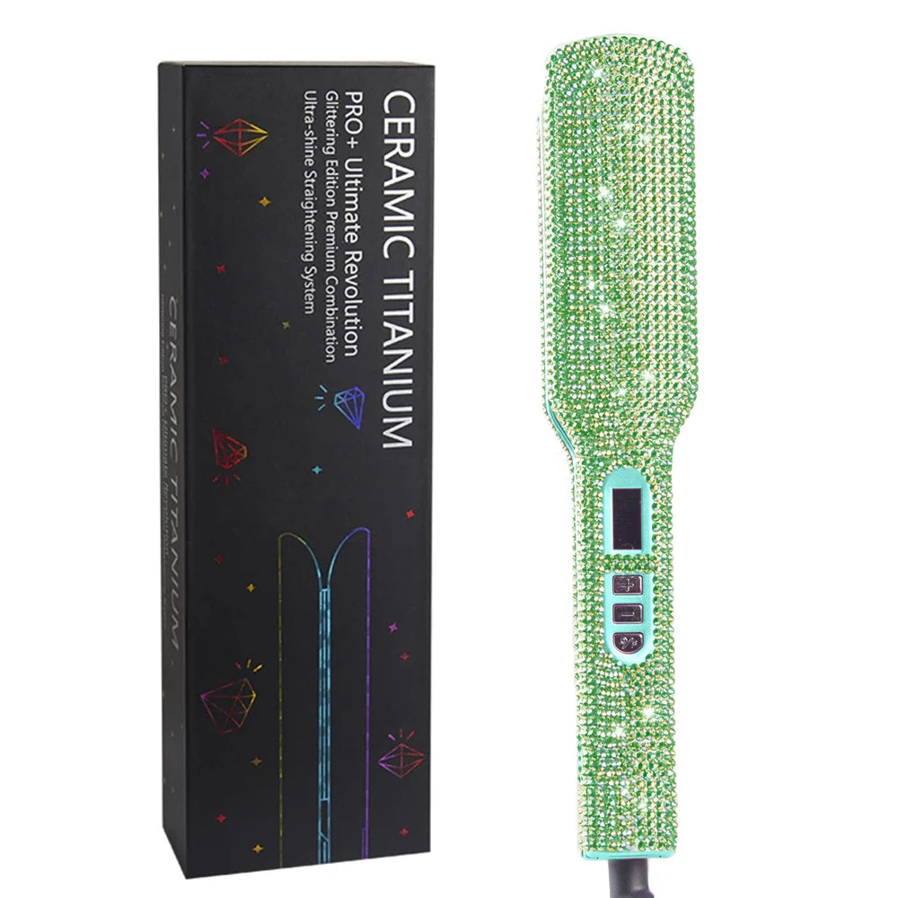 Rhinestone Flat Iron For a Perm Titanium Straightening Irons LCD Display Floating 2 Inches Wide Plate Hair Straightener Curler
