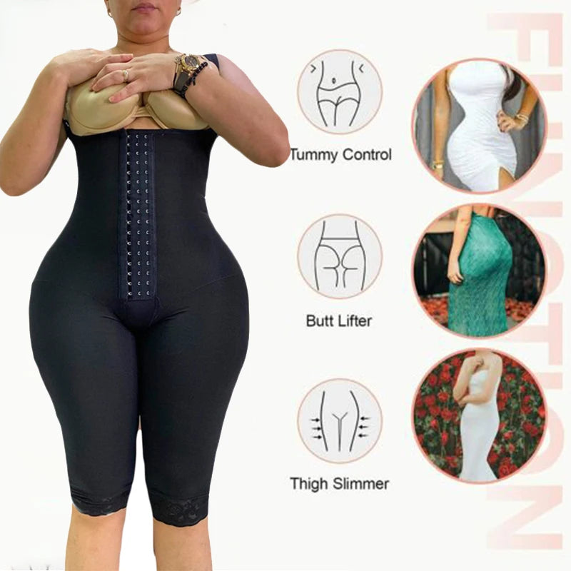 Women Bodyshaper Knee High Compression Girdle For Daily Or Postpartum Use Slimming Sheath Flat Belly