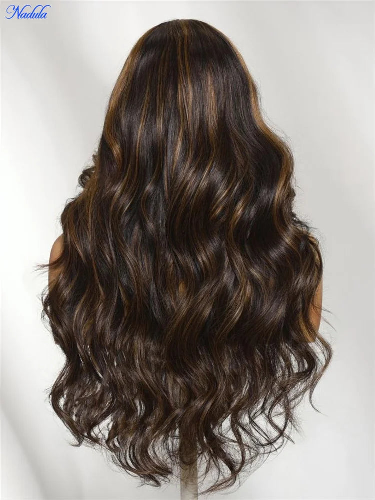 Nadula 7x5 HD Transparent Lace Drawstring Glueless Wig Body Wave Pre Bleached Knots Pre Plucked Human Hair Wig Ready to Wear