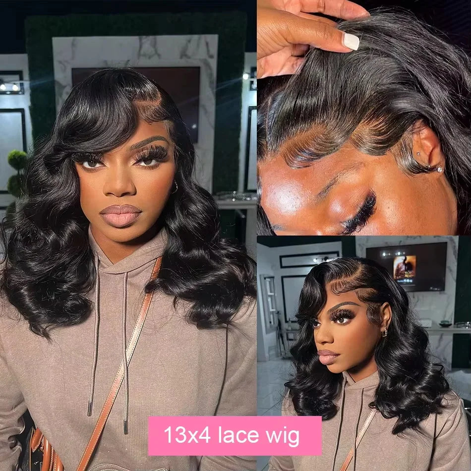 Linktowig 250 Density 13x6 Body Wave Bob Wig Human Hair 13x4 HD Short Bob Wig Lace Front Human Hair Wigs 5x5 Lace Frontal Wigs