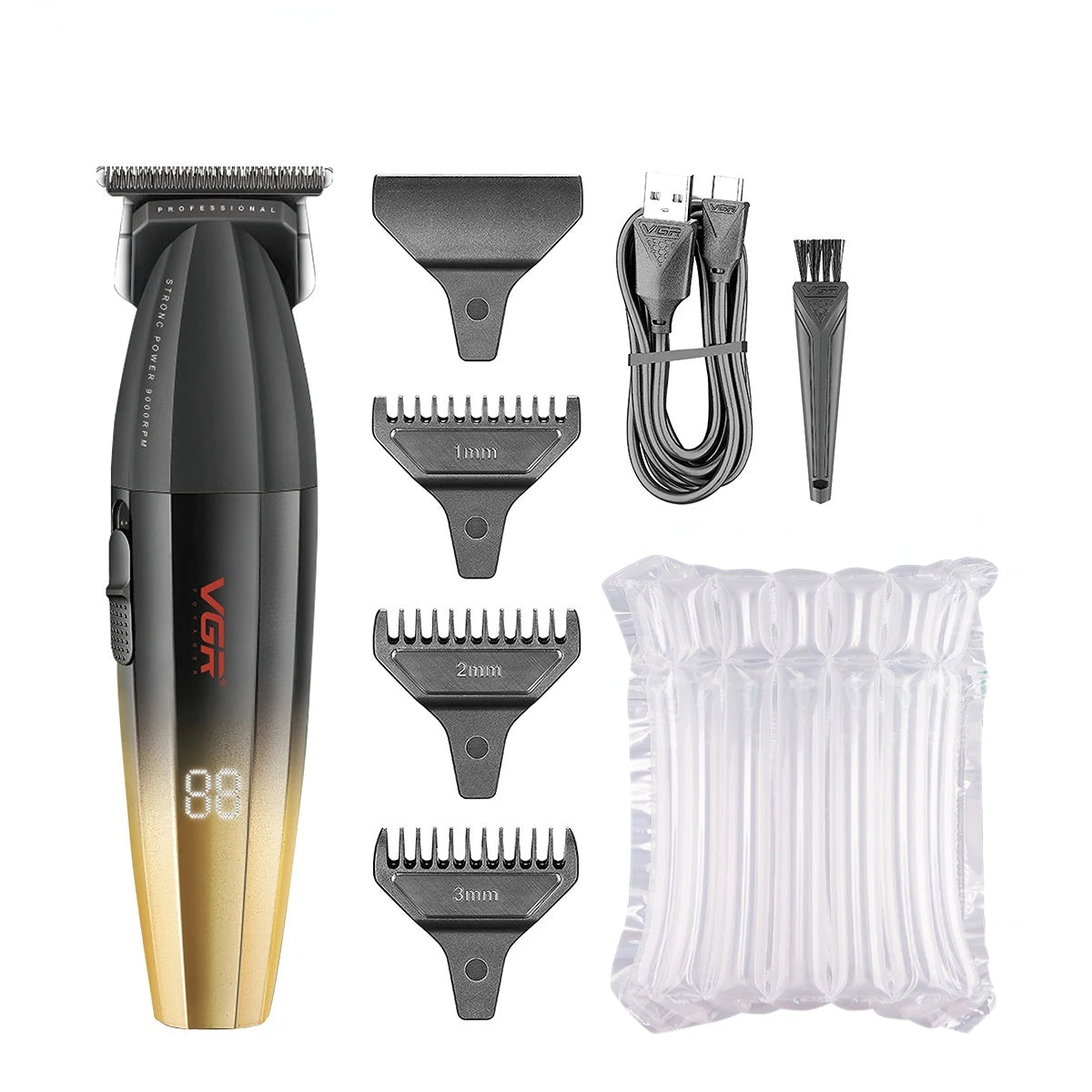 VGR Hair Trimmer Professional Hair Cutting Machine Cordless Hair Clipper 9000 RPM Haircut Barber Metal Trimmer for Men V-906