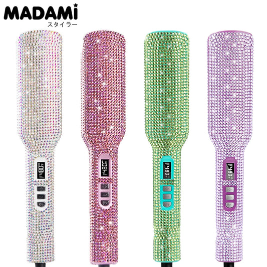 Rhinestone Flat Iron For a Perm Titanium Straightening Irons LCD Display Floating 2 Inches Wide Plate Hair Straightener Curler