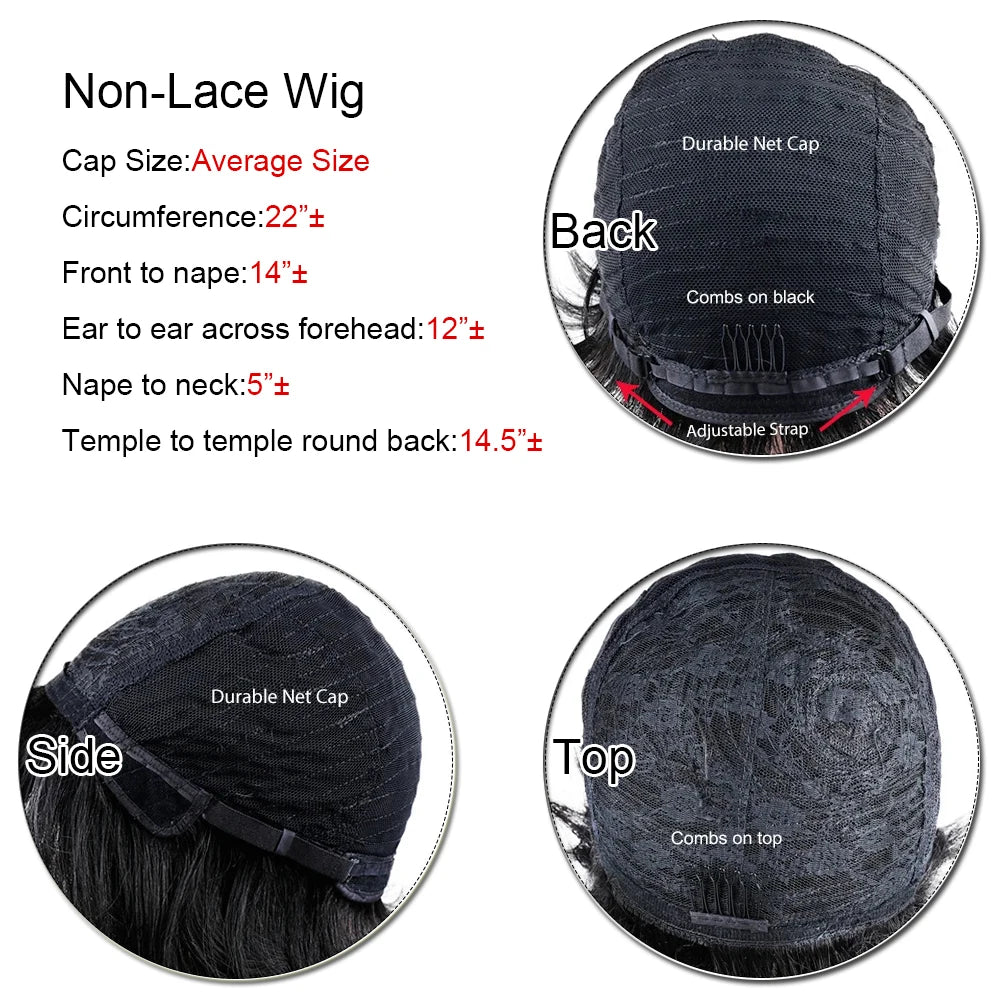 Short Bob Straight Human Hair Wigs Natural Black Brazilian Virgin Hair Pixie Cut Wig For Black Women Full Machine Made Wigs