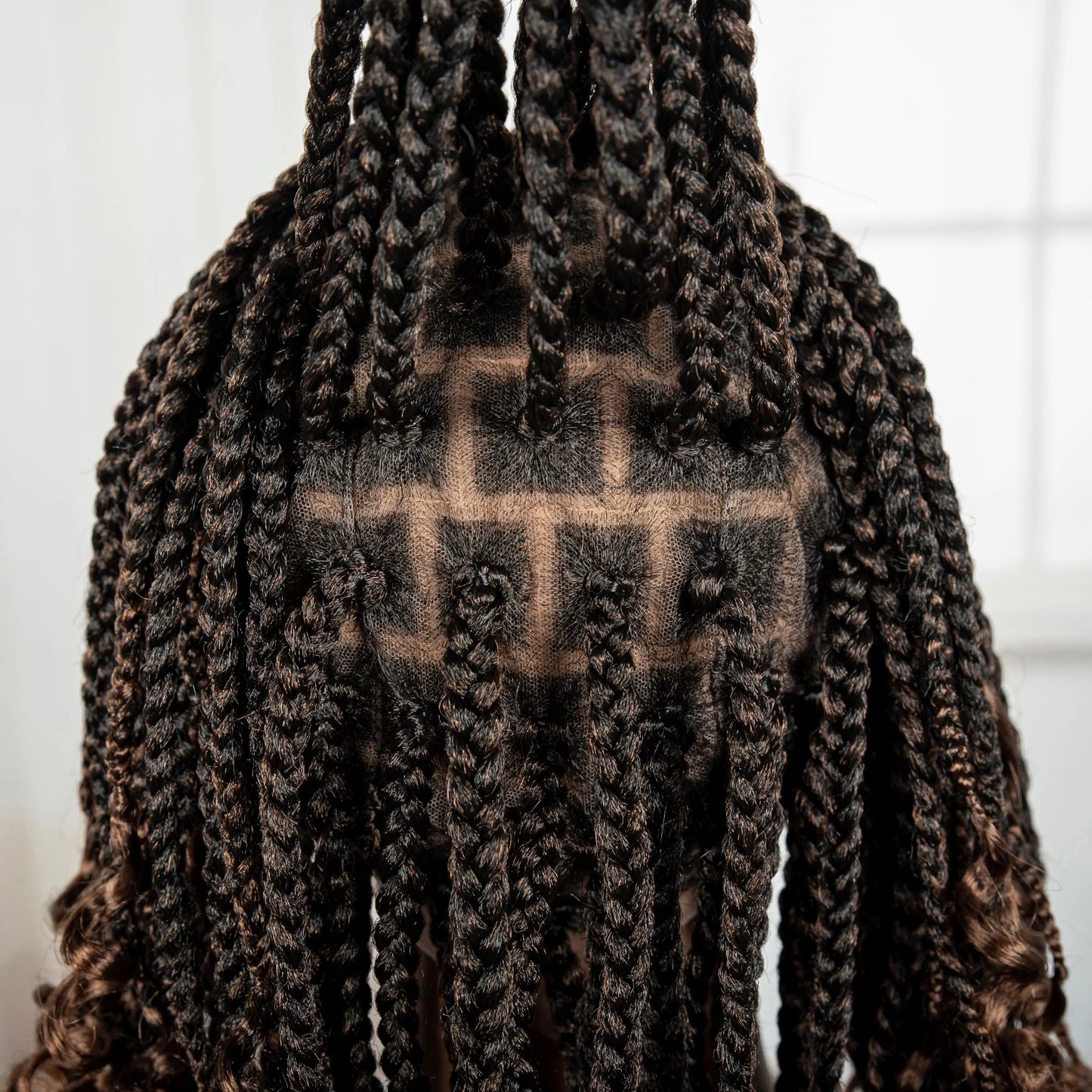 Knotless Box Boho Braided Wigs with Curly Ends Synthetic Full Lace Braided Lace Wigs Short Braided Bob Wig for Black Women