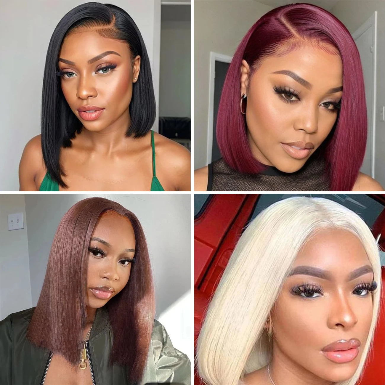 Bob Wig Human Hair 13x4 HD Lace Front Wigs Human Hair Pre Plucked Bob Wig for Women Glueless with Baby Hair Straight Short Wigs Natural Black 99J Burgundy Chocolate Brown 613 blonde