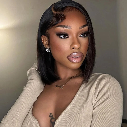 Bob Wig Human Hair 13x4 HD Lace Front Wigs Human Hair Pre Plucked Bob Wig for Women Glueless with Baby Hair Straight Short Wigs Natural Black 99J Burgundy Chocolate Brown 613 blonde