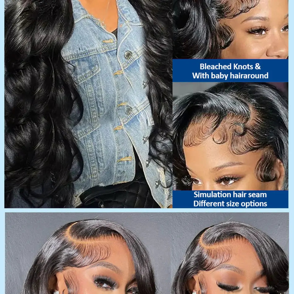 250 density 40 Inch Body Wave 13x6 Transparent Lace Frontal Wig Human Hair Ready 5x5 Glueless HD Closure 13x4 Lace Front Wigs