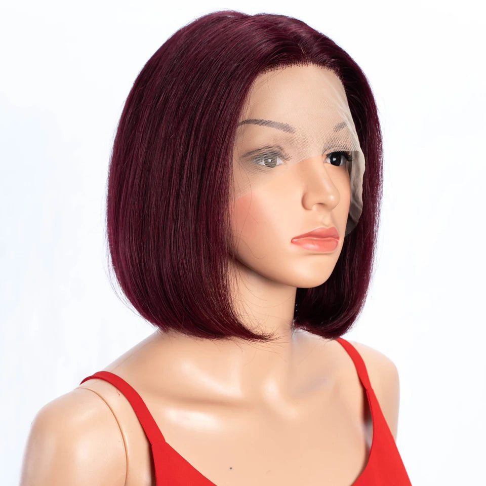 Lekker Blonde Long Pixie Cut Straight Bob 13x1 T Lace Front 100% Human Hair Wigs For Women Glueless Brazilian Remy Hair Colored