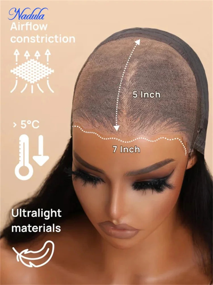 Nadula Highlights Blonde Human Hair Wig with Face-Framing Loose Wave 7x5 Pre Cut HD Transparent Lace Glueless Wig 100% Human Hair Pre Bleached Knots Pre Plucked Put and Go Drawstring Wig for All Heads Sizes Last More Than 1 Y
