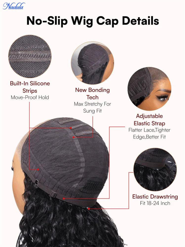 Nadula 7x5 HD Transparent Lace Drawstring Glueless Wig Body Wave Pre Bleached Knots Pre Plucked Human Hair Wig Ready to Wear