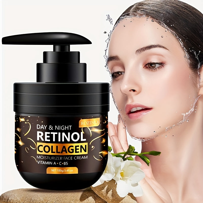Retinol And Collagen Moisturizing Cream Enriched with Vitamin C And Hyaluronic Acid Provides Deep Hydration, Instantly Tightens And Lifts, And Enhances Skin Brightness. Suitable for All Skin Types, It Can Be Used Both Day And