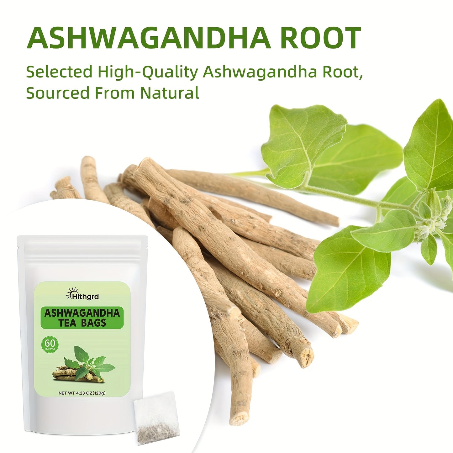 HIthgrd Ashwagandha Tea 2g X 60 Count Ashwagandha for Women Men, Mood, Relaxation, Sleep, Antioxidants, Caffeine Free 4.23oz