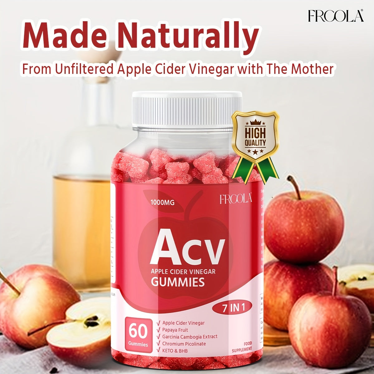 Daytime Burner KETO + ACV Gummies - Papaya, Garcinia Cambogia & Vitamins- Daytime Energy Cycle, Support Weight Health, Gut And Digestive Health