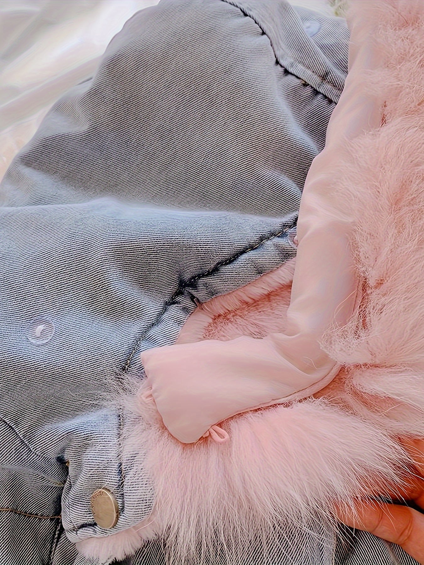 Holly Oversized Denim Fur Hooded Winter Coat Jacket