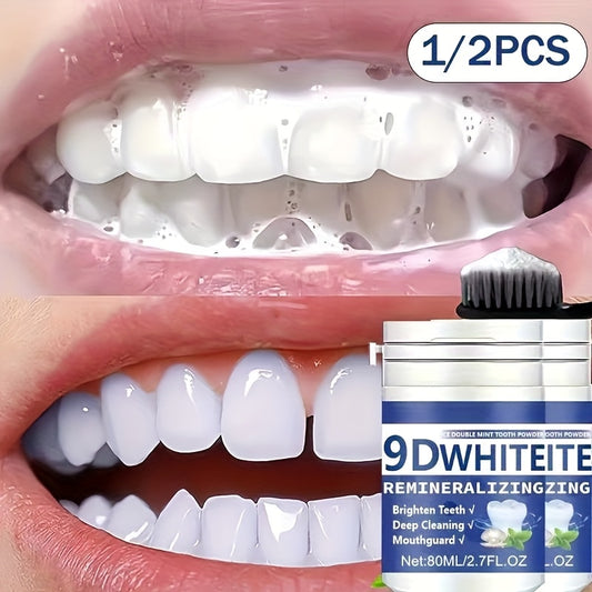 9D White Remineralizing Hydroxyapatite Tooth Powder, Tooth Powder, Deep Cleaning, Fresh Breath, Ideal for Oral Health & Hygiene Gift for Women Men, Breath Freshener, Toothpaste, Tooth Cleaning Powder for Daily Life