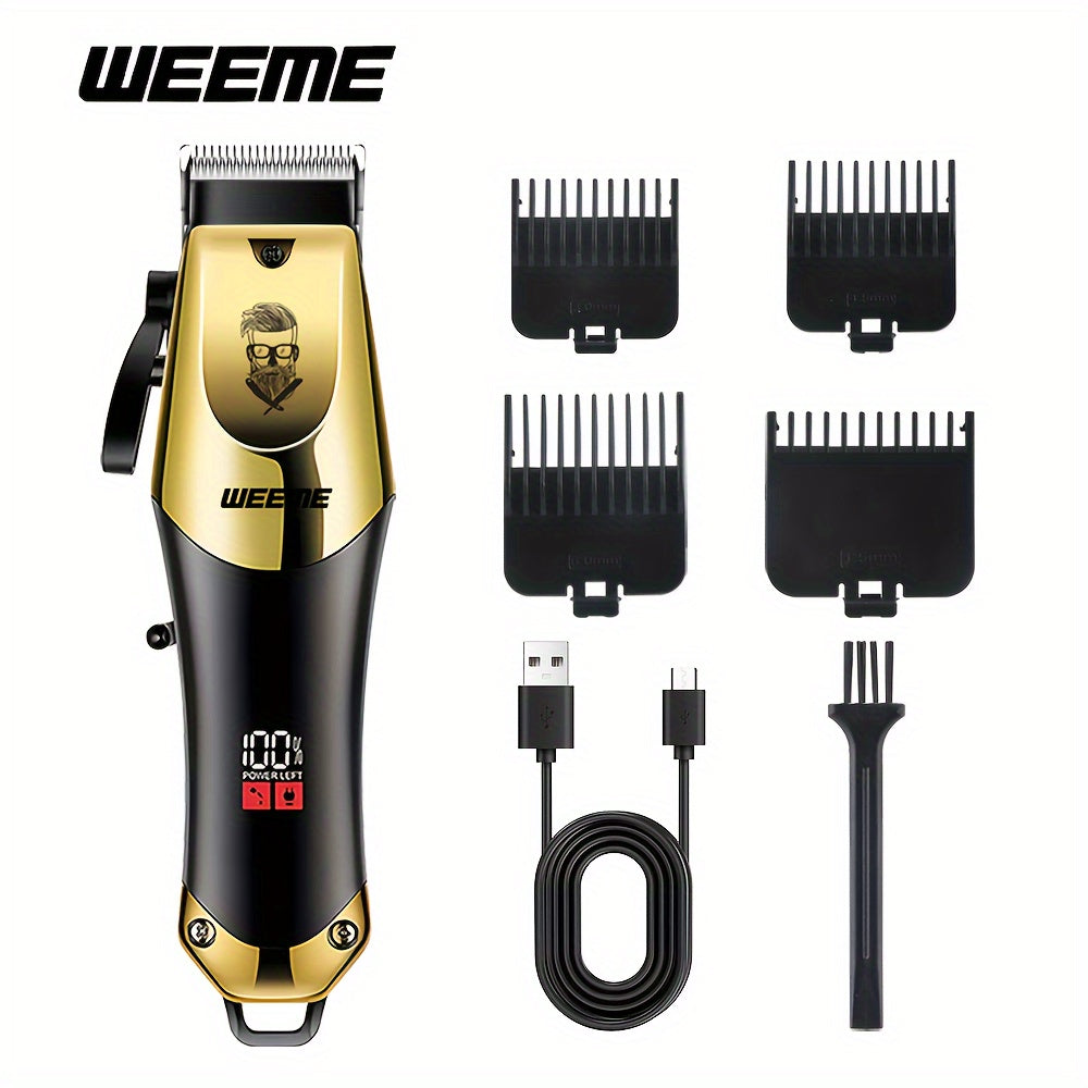 Men's Grooming Kit 3pcs Set, Golden Balck Hair Clippers with LCD Display, USB Rechargeable, 8 Guide Combs, Trimmer And Shaver, with Cleaning Brushes And Comb, Gift for Men