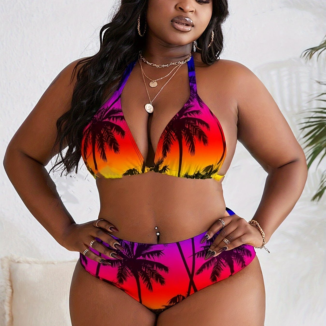 Plus Size Printed Two-Piece Swimsuit for Women