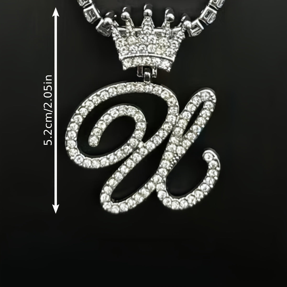 1pc Men's and Women's Fashion Pendant Necklace-26 Crown-shaped Fancy English Letter Pendant Necklace with Round Box Chain-Hip-hop Style Niche Necklace Jewelry Gift