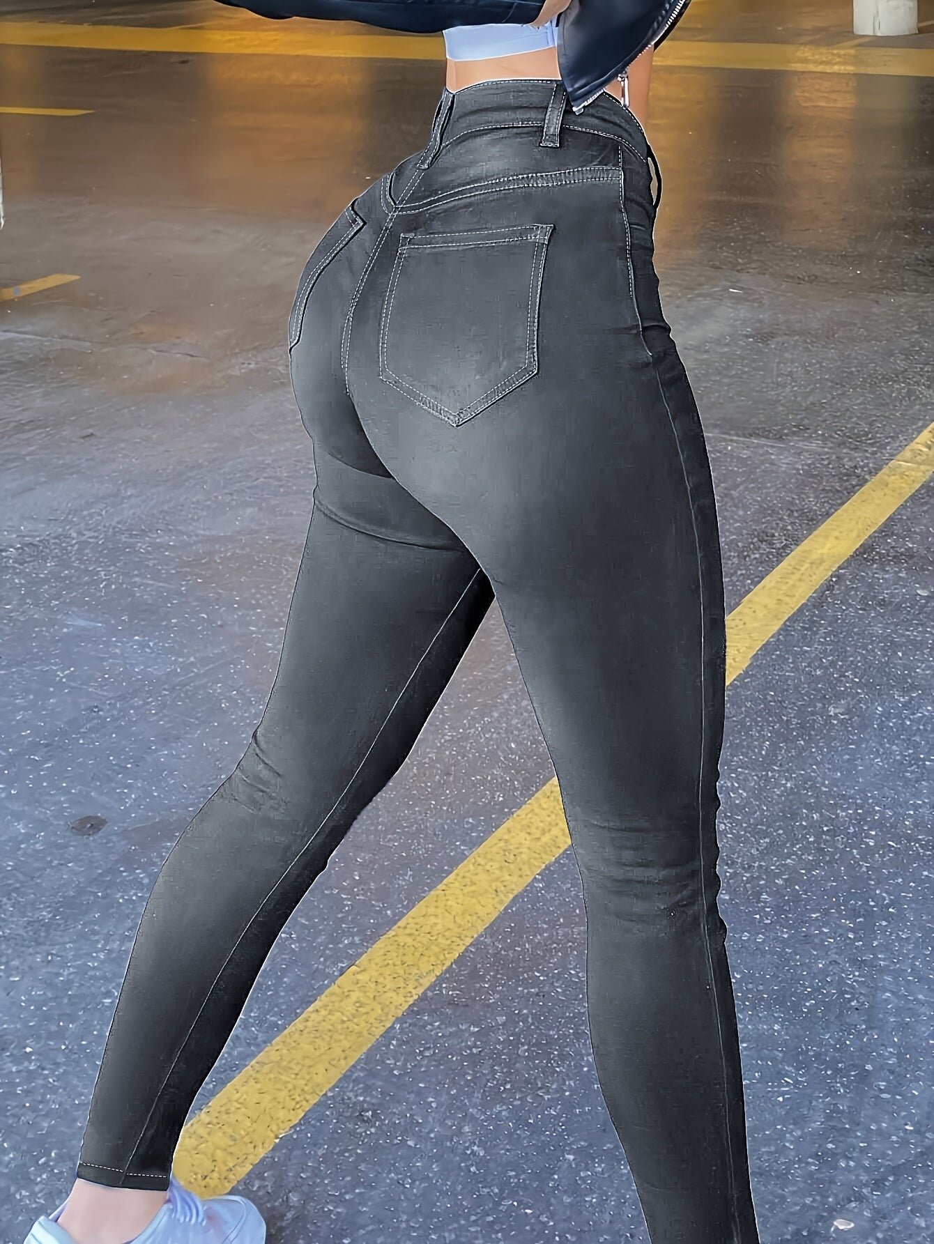 Women's Elastic High-waist Denim Jeans Slim-fit for Summer Comfortable Casual Wearing