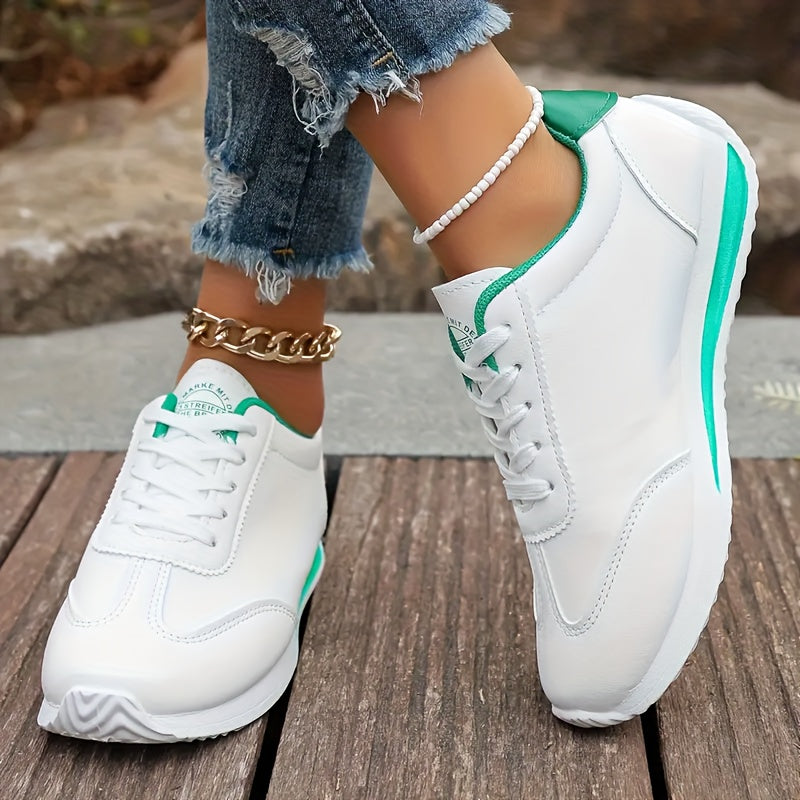 Women's Shockproof Sneakers - Chic Lace-Up Sneakers with Neutral Arch, Upper & Cushioned Insole - Minimalist /Korean Style Sole Suitable for Fashion-Forward Ladies