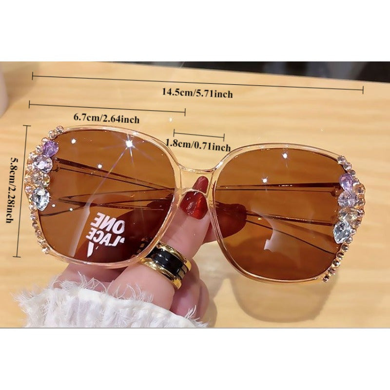 Women'S Fashion Glasses Protection & Anti-Glare, Ultra-Lightweight Driving Fashion Glasses with Oversized Round Frames, Pink-Tinted Lenses & Sparkling Accent - Stylish for Driving, Casual Attire - Fashionable & Functional Eye