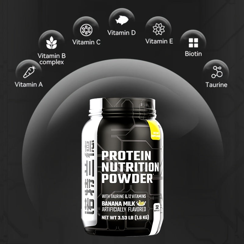 Protein Nutrition Powder - Banana Milk Flavor With Taurine & 12 Vitamins - 3.53LB