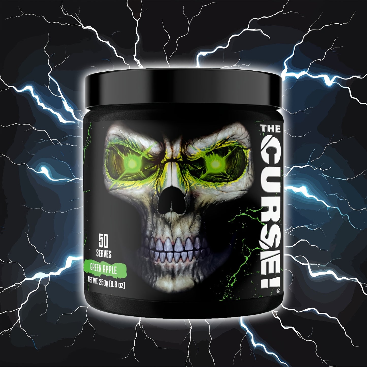 [Energy Focus] JNX SPORTS The Curse! Powder | 50 Servings | Energy + Focus for Men & Women | Caffeine, Beta-Alanine, Creatine & L-Citrulline-Green Apple
