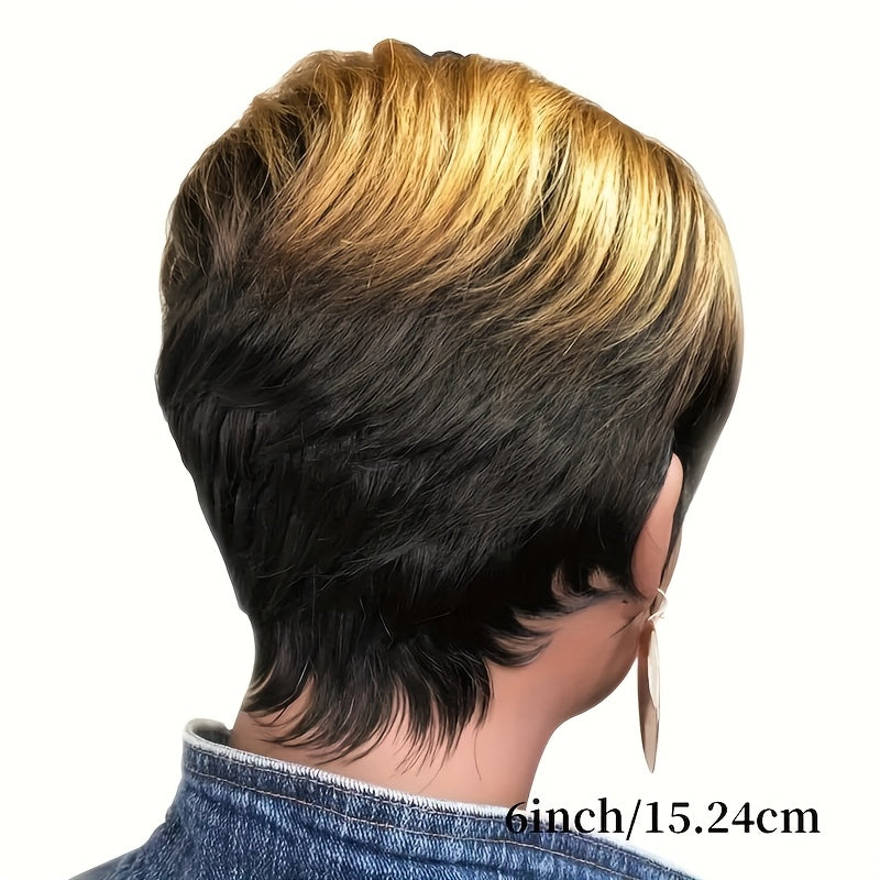Pixie Cut Wig Short Wigs For Black Women Short Black Curly Pixie Cut Wigs Natural Black Wavy Synthetic Hair Short Wig With Bangs Pixie Wig For Women