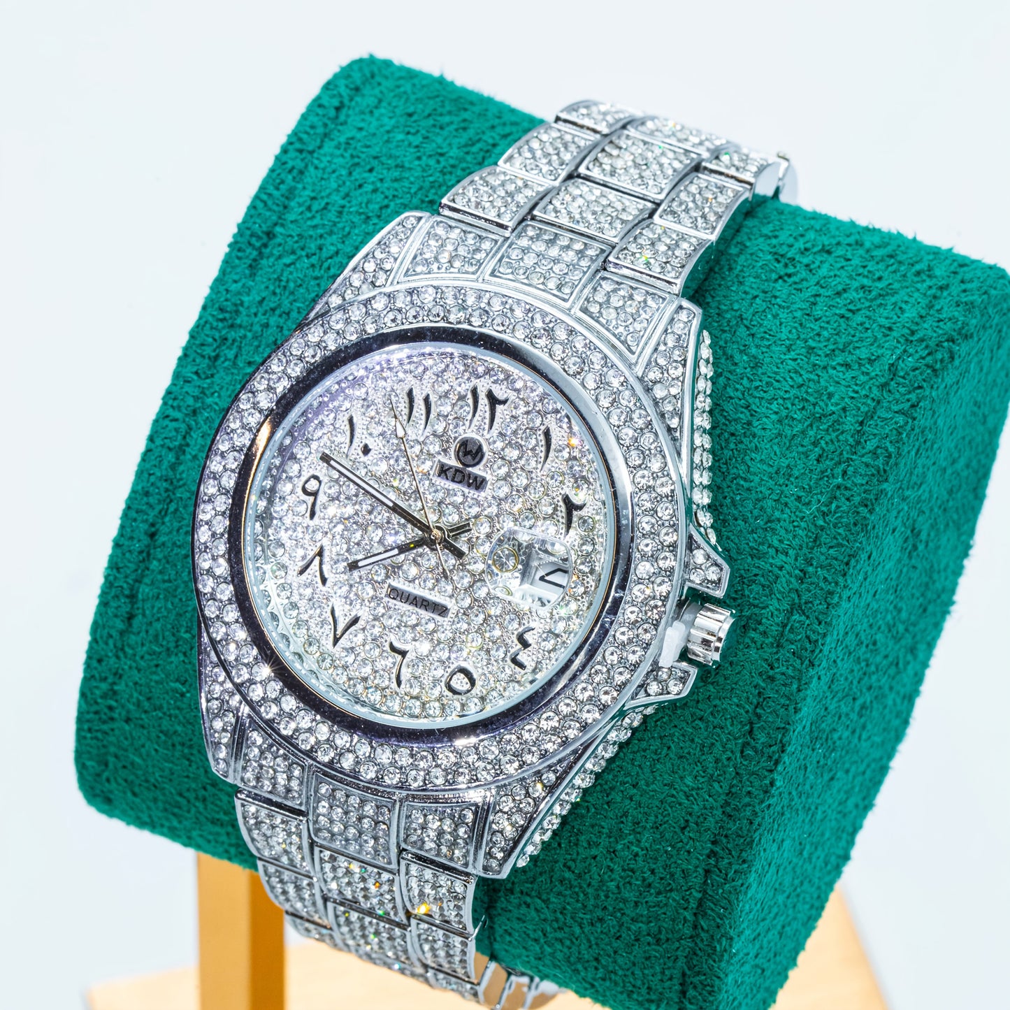 Luxury Hip-Hop Style Watch West Coast Quartz Watch For Men Fully Diamond-Studded Rhinestone Accessory Watch High-End Design Perfect Christmas Gift Wedding Present And Top Gift Choice, Without Battery