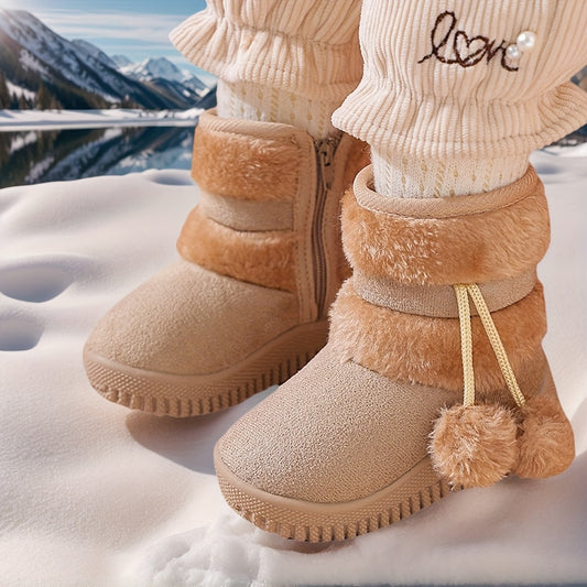 Children's Snow Boots, Thickened and -Lined, Outdoor Non-Slip Soft Warm Shoes for Boys and Girls, Cross-Border Thick-Soled Boots