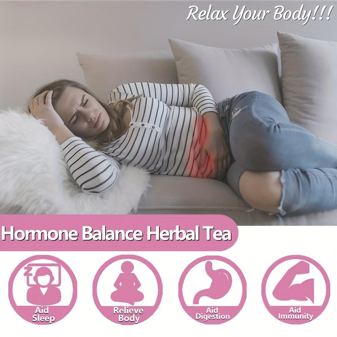 Restore Hormone Balance Herbal Tea 2.64 Oz (1.5g X 50 Packets) - Natural Menstrual Cycle Support, Spearmint Flavor, Tea For Women, No Additives Or Caffeine