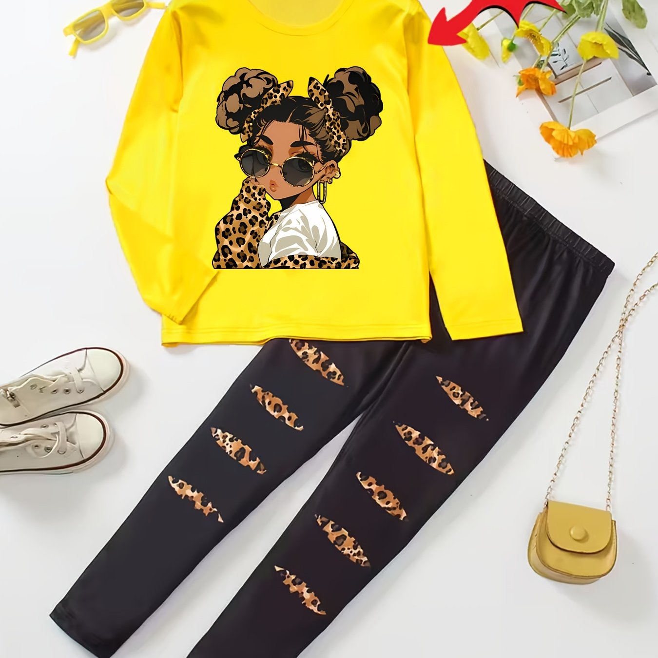 1pc Girls' Long Sleeve T-Shirt with Portrait Print (Suitable for & Big) - Blouse Round Neck Top, Year-Round Casual Wear, Easy-Care Parent-Friendly Children's Clothing Gift