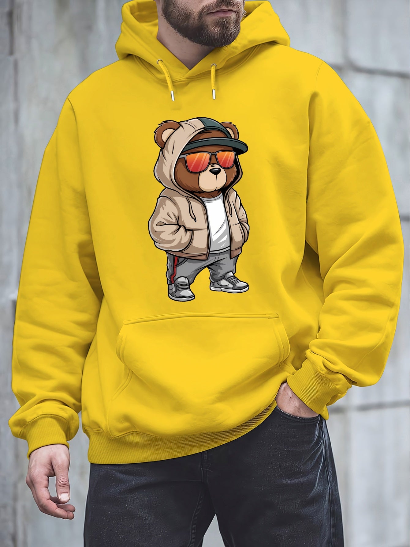 Cool Bear 2024 New Printed Autumn And Winter Plush Men'S Versatile Sweater with Dalian Hat, Fashion Brand for Spring And Autumn, Plus Size