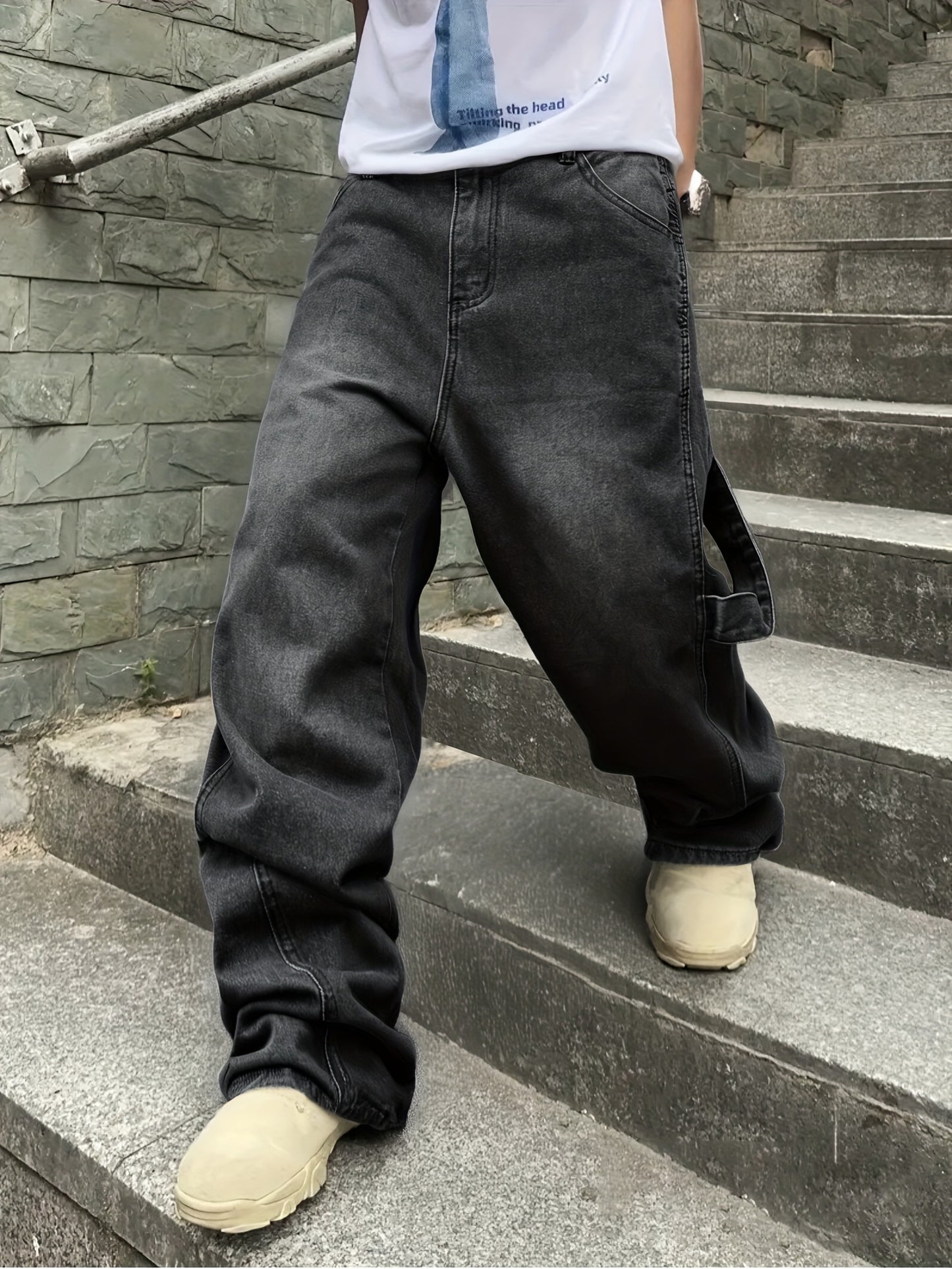 Men'S Baggy Black Street Jeans