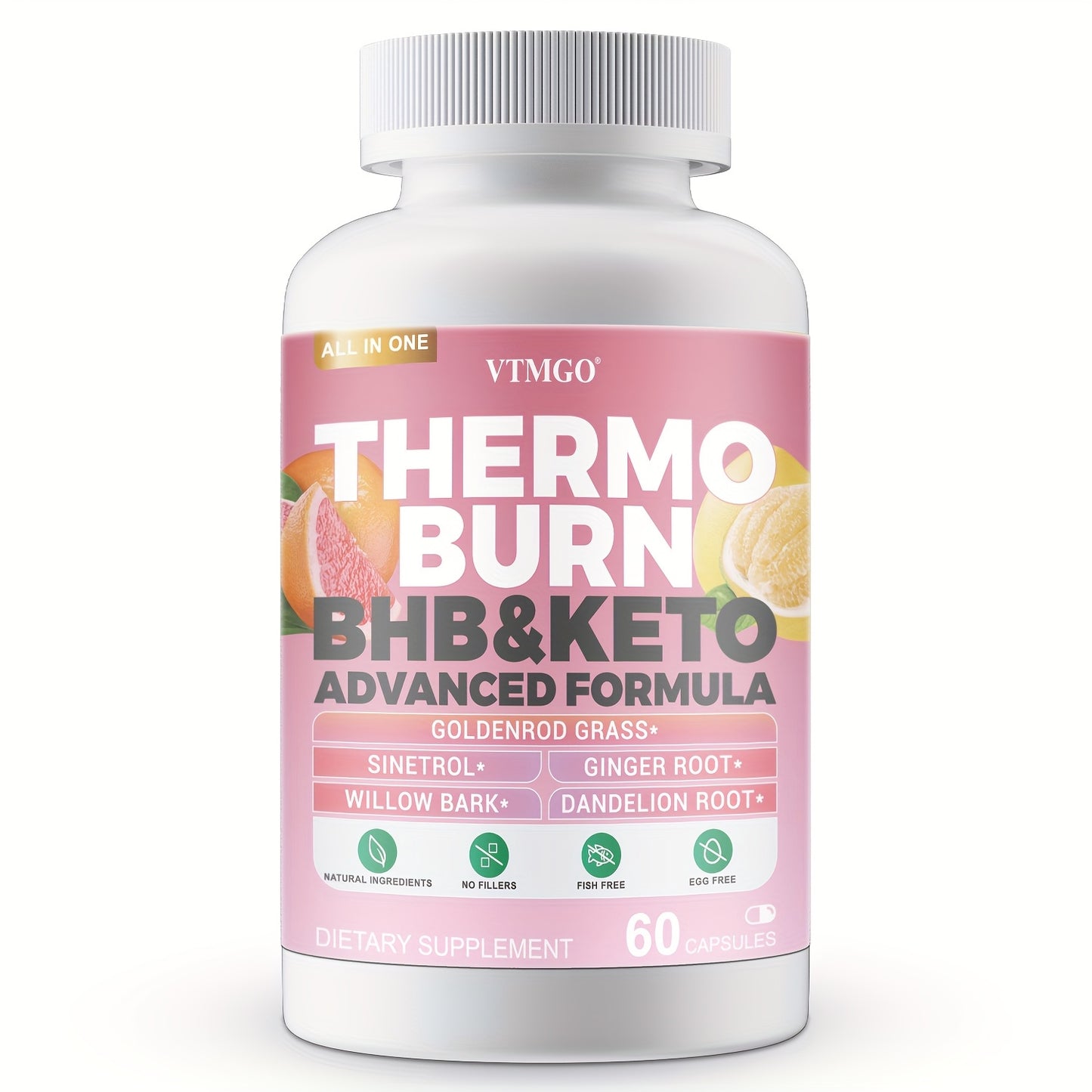 THERMO BURN Capsules Contain Caffeine, Flavonoids, Ginger Root, And Dandelion Root. Natural Ingredients Can Help You Maintain Your Figure And Help Through Metabolism - VTMGO