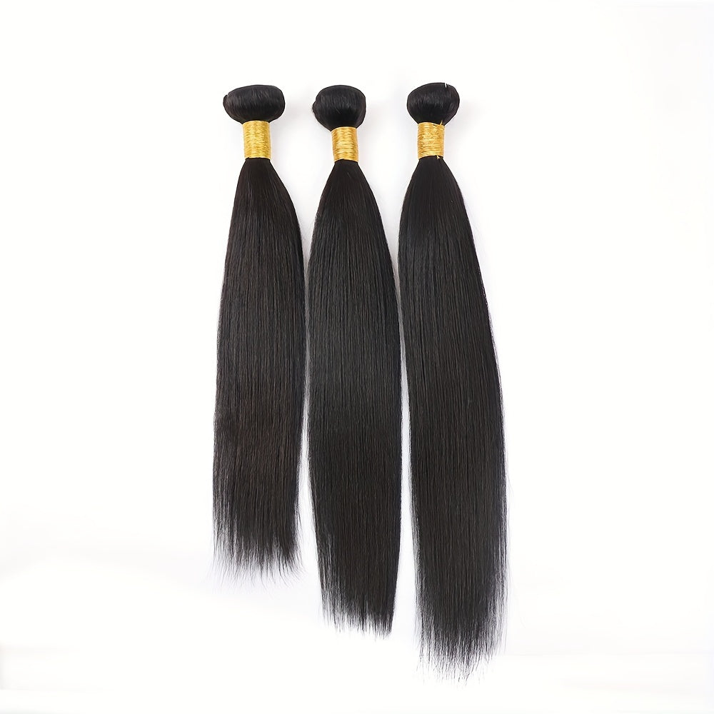3 Bundles 10A Brazilian Virgin Human Hair Extensions Straight 100% Unprocessed Thick Tangle-Free 10-30 Inch for