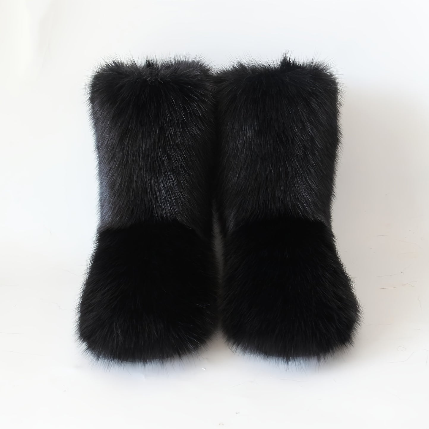 Women's Plush Faux Fur Winter Boots - Furry Mid-Calf (Short) Round Toe Snow Shoes with Sole, Cozy Warm & Soft Inner - White/Black/Coffee Brown//Tortoiseshell - Casual & Party Footwear