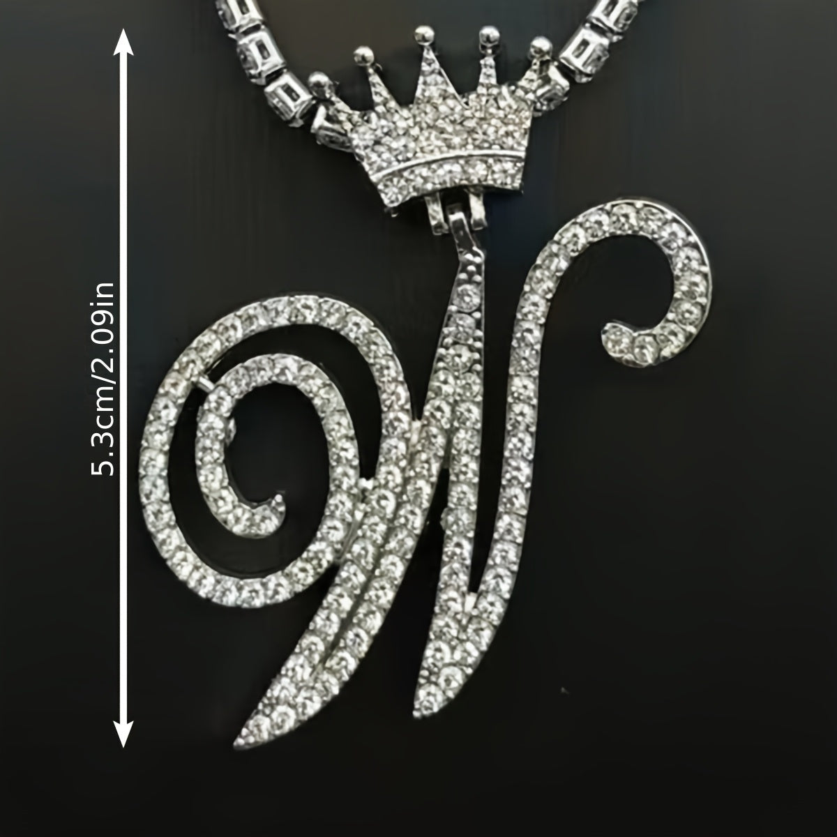 1pc Men's and Women's Fashion Pendant Necklace-26 Crown-shaped Fancy English Letter Pendant Necklace with Round Box Chain-Hip-hop Style Niche Necklace Jewelry Gift