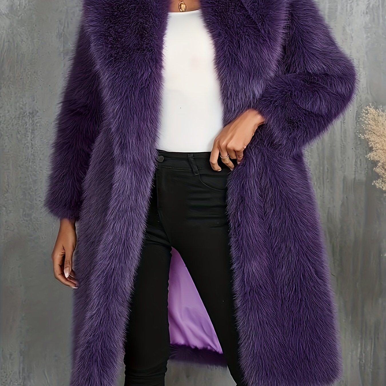 New Autumn/Winter Plus Size Women's Outdoor Fashion Elegant Casual Thick Warm Long Solid Color Lapel Long Sleeve Faux Plush Coat