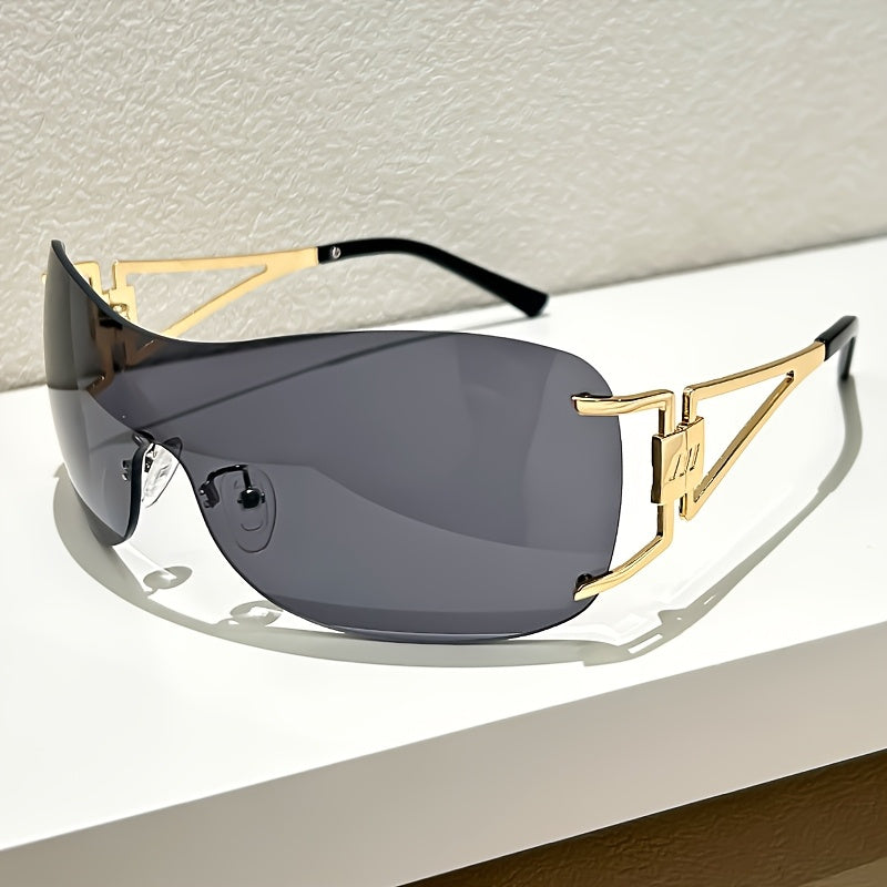 Women'S Rimless Wraparound Glasses - Non-Prescription Everyday & Formal Eyewear, Lightweight Zinc Alloy Frame, Modern Minimalist Look for Parties, Photoshoots - Compatible with Prescription Lenses, Party Accessories, Stylish