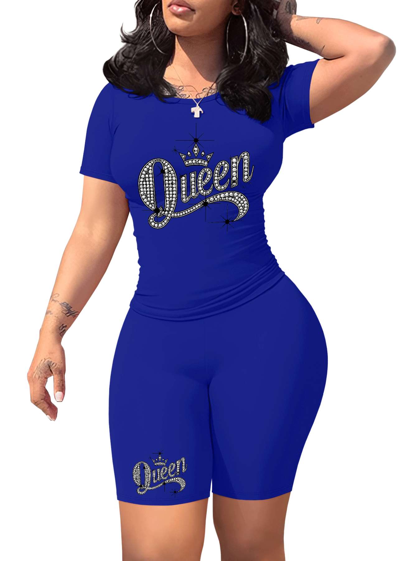 Diamond Queen Women's SlimFit Tshirt and Pants Set?? Premium Print?? Durable?? Casual and Fashionable?? Sparkling Queen Crown Design?? Perfect for Casual Attire and Stylish Outfits?? Comfortable Fit?? Gift Idea.
