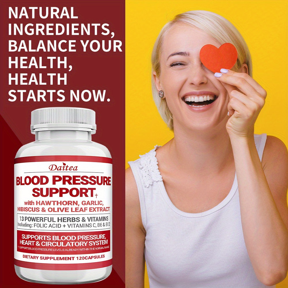 Blood Pressure Support - with Vitamins C, B6 & B12 - Supports Blood Pressure, Heart & Circulatory System - 120
