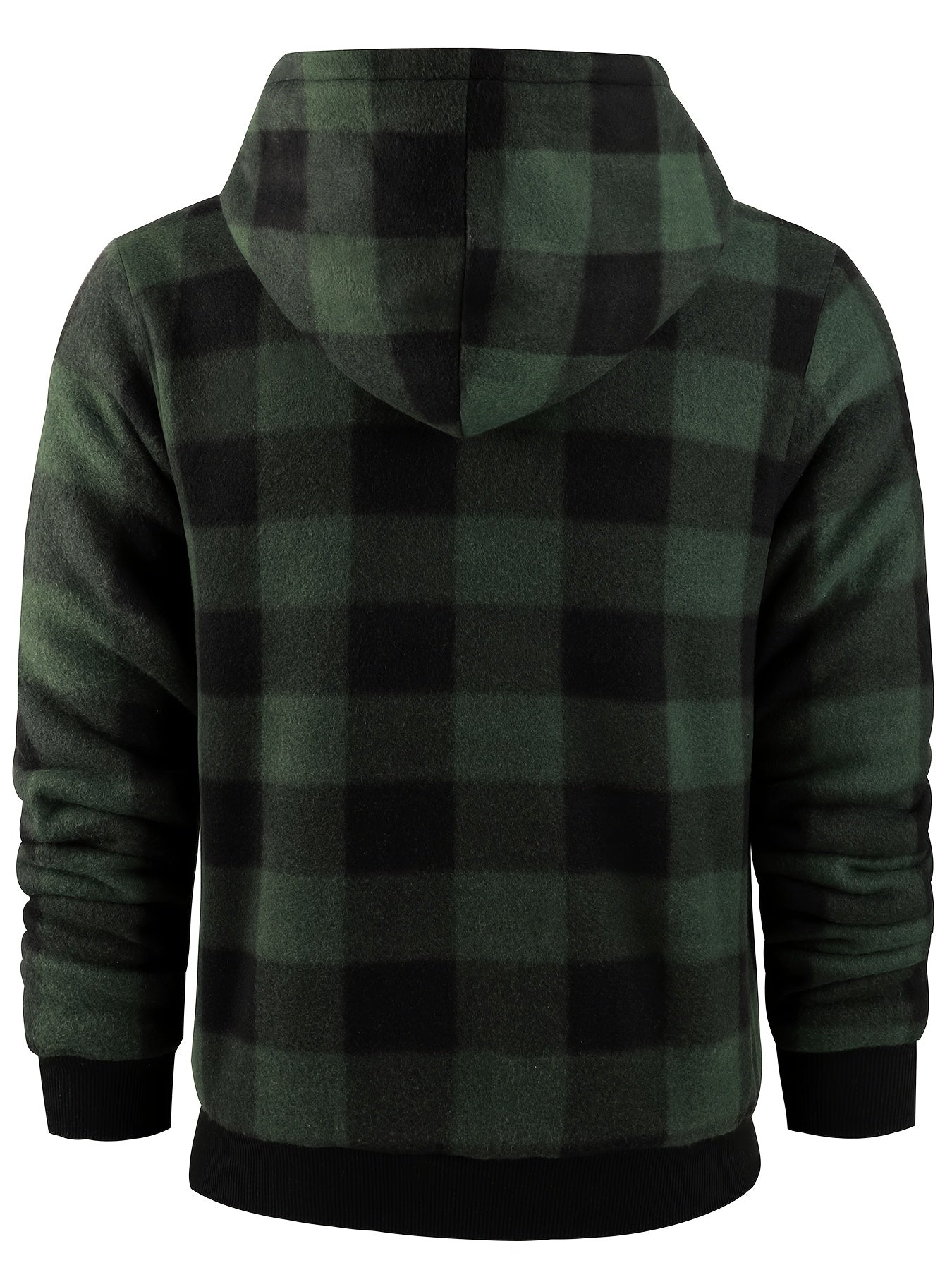 Men's Heavyweight Fleece Hooded Jacket - Full-Zip Sherpa Lining, Thick Winter Coat with Plaid Pattern (Blue/Black/Beige/Brown), Zippered Pockets, Hand Washable, Casual Outerwear for Cold Weather & Everyday Use - Ideal for Ski