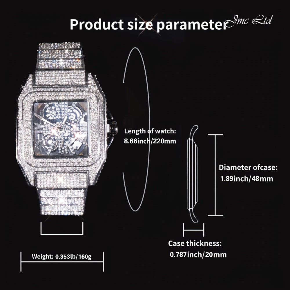 Men'S & Women'S Hip-Hop Luxury Watch with Luminous Hands & -Accented Bezel - 1181.1inch Waterproof Mechanical Movement, Golden-Tone Case, Black Dial - Christmas/Valentine's/Thanksgiving Gift, Stage & Everyday Watch for Men &